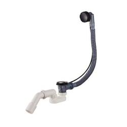 Слив-перелив Raglo R600.30.06, для ванны, 600 мм, готовый набор, с сифоном, латунь/пластик, цвет черный, полуавтоматический с тросиком