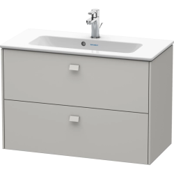 Тумба под раковину Duravit Brioso, 82х38,9x55,3 см, подвесная, 2 выдвижных ящика, ДСП, цвет: бетонно-серый, шкафчик навесной, механизм доводчика, прямоугольная, правая/левая, в ванную комнату