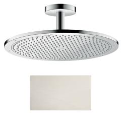 Верхний душ AXOR ShowerSolutions 350 1jet, с потолочным подсоединением, потолочный монтаж, круглый, с 1 режимом, размер 35 см, металлический, цвет: под сталь, для душа/ванной