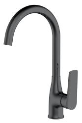 Смеситель для кухни/мойки Esko Lagos Gun Metal однорычажный, поворотный, латунный, высокий излив, длина излива 186 мм, латунь, цвет графит