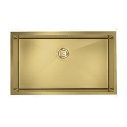 Мойка кухонная IDDIS Edifice, 74х44х20 см, нержавеющая сталь, прямоугольная, цвет золото матовое, без отверстия под смеситель, без крыла, слив-перелив, врезная в столещницу, для кухни