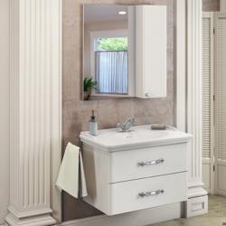 Зеркальный шкаф Comforty Неаполь 80, 80х75х17 см, подвесной, цвет белый, зеркало, с 1 распашной дверцей/полки, механизм плавного закрывания, прямоугольный