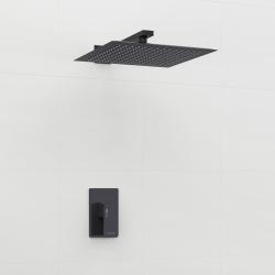 Душевая система WasserKRAFT, встраиваемая, цвет черный матовый, комплект: однорычажный смеситель/тропический душ (с верхней лейкой), скрытого монтажа