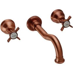 Смеситель для раковины Migliore Princeton, скрытого монтажа, двухвентильный, неповоротный, длина излива 230 мм, керамический, латунь, цвет медь