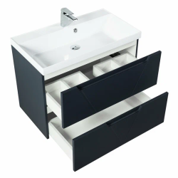 Тумба под раковину BelBagno Vittoria 70, 70х45х62 см, подвесная, 2 выкатных ящика, МДФ, цвет: серый матовый, шкафчик навесной, механизм доводчика, прямоугольная