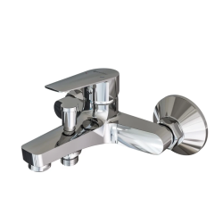 Смеситель для ванны/душа Knotlor EcoFlow, однорычажный, настенный, керамический, неповоротный, длина излива 162 мм, латунь, цвет хром