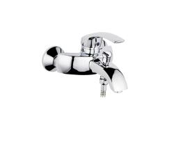 Смеситель для ванны/душа Ekko, однорычажный, настенный, неповоротный, силумин, длина излива 180 мм, керамический, цвет хром Смеситель для ванны/душа Ekko, однорычажный, настенный, неповоротный, силумин, длина излива 180 мм, керамический, цвет хром