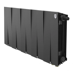 Радиатор отопления Royal Thermo PianoForte 300 Noir Sable VDR80 (10 секций) биметаллический, нижнее, правое подключение, для квартиры, дома, водяные, мощность 1230 Вт, настенный, батарея, черный