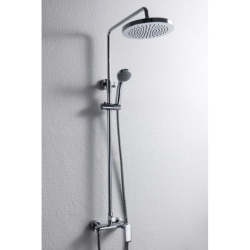 Душевая система Bravat Opal R, высота 1280 мм, цвет хром, комплект: однорычажный смеситель/тропический душ (с верхней лейкой)/стойка/лейка/шланг, наружного монтажа