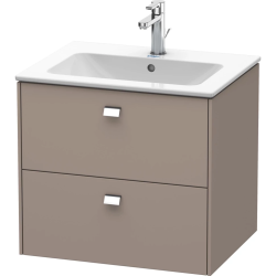 Тумба под раковину Duravit Brioso, 62x47,9x55,3 см, подвесная, 2 выдвижных ящика, ДСП, цвет: базальт/хром, шкафчик навесной, механизм доводчика, прямоугольная, правая/левая, в ванную комнату