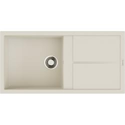 Мойка кухонная Omoikiri Sumi 100A-WH, 50х100 см, врезная, из керамики (Artceramic), прямоугольная, цвет белый, без отверстия под смеситель, с крылом, оборачиваемая, слив-перелив, врезная в столещницу, для кухни