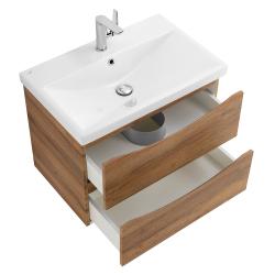 Тумба под раковину BelBagno Marino-Cer 60, 60х45х55 см, подвесная, 2 выкатных ящика, МДФ, цвет: деревенский дуб, шкафчик навесной, механизм доводчика, прямоугольная