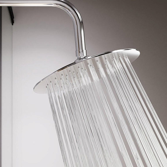 Верхний душ Damixa Scandinavian Pure на подвижном шарнире, круглый, с 1 режимом, тропический душ (лейка), размер диска 250 мм, ABS-пластик, цвет хром, для душа/ванной