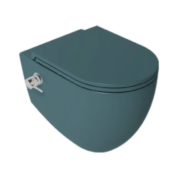 Унитаз подвесной ISVEA Infinity, с функцией биде, 365х530х400 мм, цвет: изумрудный матовый, горизонтальный (в стену) выпуск, без сиденья, безободковый, антивсплеск, под скрытый бачок