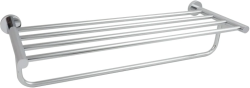 Полка Aquatek Вега с полотенцедержателем, 602х209 мм настенная, цвет хром, нержавеющая сталь, прямоугольная, подвесная, для душа/ванной