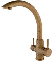 Смеситель для кухни/мойки VIEIR, с подключением под фильтр, однорычажный, поворотный, биканальный, керамический, длина излива 236 мм, нержавеющая сталь, цвет терракотовый