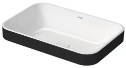 Раковина DURAVIT Happy D.2 Plus WonderGliss 60х40х16,5 см, накладная, прямоугольная, санфарфор, цвет белый/антрацит матовый, без отверстия/площадки под смеситель, антигрязевое покрытие, без перелива