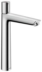 Смеситель для раковины Hansgrohe Talis Select E 240 однорычажный, фиксированный излив, длина излива 18,3 см, керамический, латунь, цвет хром, с донным клапаном