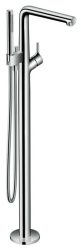 Смеситель для ванны Hansgrohe Talis S напольный, однорычажный, неповоротный, латунный, длина излива 24,5 см, керамический, цвет хром, с душевым шлангом/держателем/лейкой