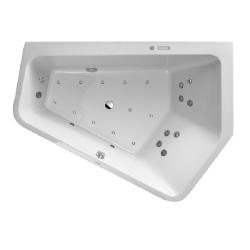 Ванна Duravit Paiova 5 190х140 см гидромассажная, встраиваемая, акриловая, цвет: белый, с рамой/сливом-переливом, без фронтальной панели, асимметричная/угловая, с системой гидромассажа Combi-System E, c двумя наклонами для спины, правая