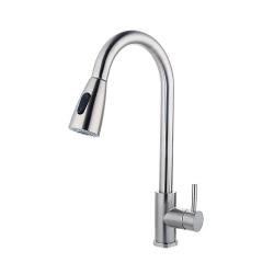 Смеситель для кухни/мойки G-lauf ZAP4-H090 однорычажный, поворотный излив и режимом "душ" длина 197 мм, керамический, нержавеющая сталь, цвет нержавеющая сталь