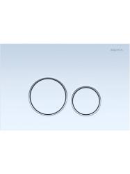 Кнопка смыва Aquatek Pneumo S прямоугольная, цвет белая ободок хром, пластик, клавиша управления (клавиши круглые) для сливного бачка, инсталляции унитаза, двойная, пневматическая, панель, размер 245х165х14 мм