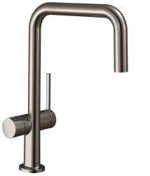Смеситель для кухни/мойки Hansgrohe Talis M54, U 220 с запорным вентилем, 1jet, однорычажный, керамический, с поворотным Г-образным изливом, длина 21,6 см, латунь, цвет под сталь