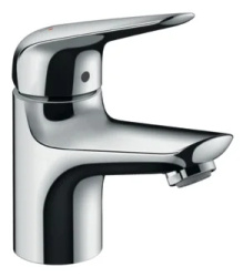 Смеситель для раковины Hansgrohe Novus 70 LowFlow однорычажный, фиксированный, излив короткий, длина 10,7 см, керамический, латунь, цвет хром, с донным клапаном Push-Open