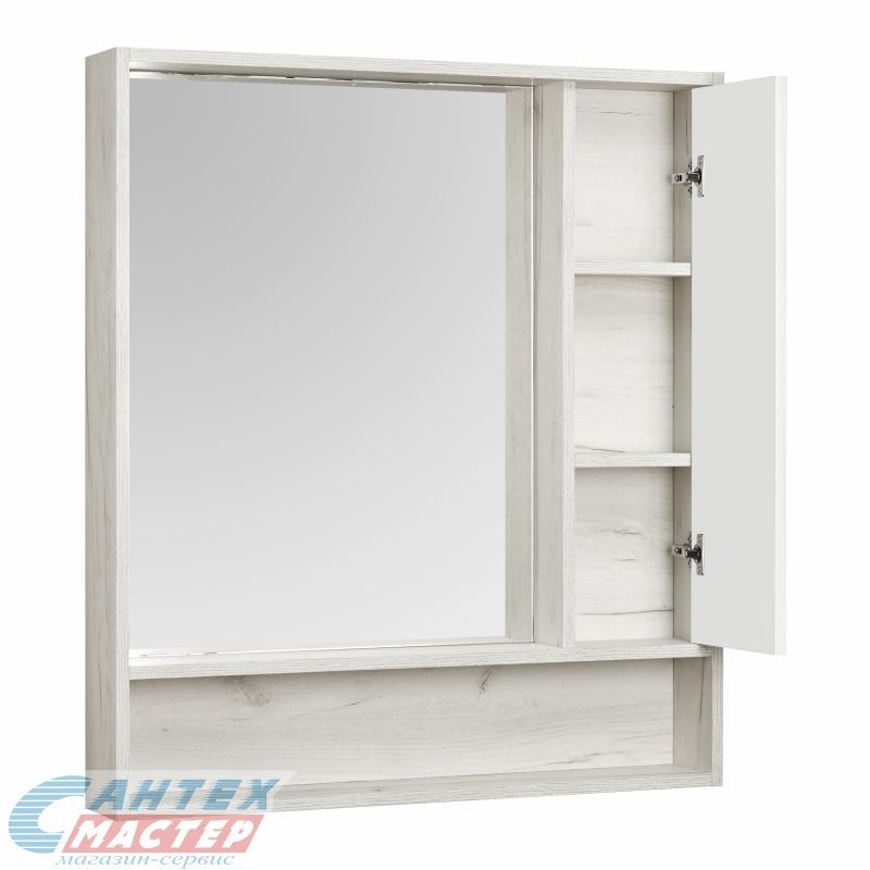 Шкаф зеркальный Акватон Флай 80 белый дуб крафт для ванны 1A237702FAX10