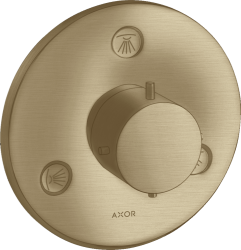 Вентиль Axor Starck Trio/Quattro 3/4" запорный/переключающий, скрытого монтажа, круглый, латунь, цвет: шлифованная бронза, керамический, встраеваемый/встроенный, для ванны/душа