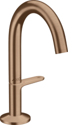 Смеситель для раковины/умывальника Axor One Select 140, однорычажный, фиксированный излив, длина излива 12,2 см, керамический, латунь, цвет шлифованное красное золото, со сливным клапаном Push-Open