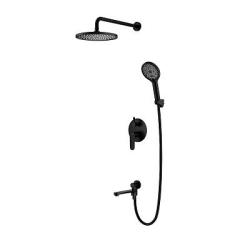 Душевая система Splenka S222.27.06 встраиваемая, цвет черный, комплект: однорычажный смеситель/излив/тропический душ круглый (с верхней лейкой)/лейка/шланг, скрытый монтаж