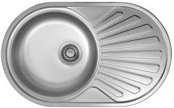 Мойка Ukinox Фаворит, 77х48 см, врезная, стальная, овальная, цвет нержавеющая сталь полированная, с отверстием под смеситель, слив-перелив, с крылом, левая/левосторонняя, для кухни