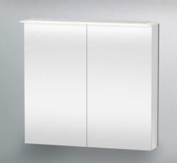 Зеркальный шкаф Duravit Happy D.2, 80х76х20,8 см, подвесной, цвет: белый глянец, зеркало с подсветкой LED/ЛЭД, сенсорный выключатель, с 2 распашными дверцами/двухстворчатый, 2 стеклянные полки, прямоугольный
