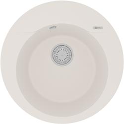 Мойка кухонная Lemark SULA 500, 50х50х19,7 см, врезная, кварцгранит, круглая, цвет жасмин, без отверстия под смеситель, без крыла, слив-перелив, врезная в столещницу, для кухни
