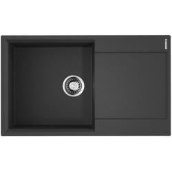 Мойка кухонная Omoikiri Daisen 86-BL, 51х86 см, врезная, из искусственного гранита (Artgranit), прямоугольная, цвет черный, без отверстия под смеситель, с крылом, оборачиваемая, слив-перелив, врезная в столещницу, для кухни