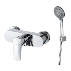 Смеситель для душа Aquatek Вега однорычажный, настенный, латунь, керамический, без излива, лейка/шланг/держатель, цвет хром