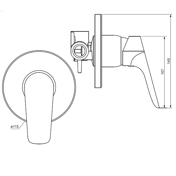 Смеситель для душа Damixa Jupiter, встраиваемый, однорычажный, керамический, без излива, латунь, комплект, цвет черный, для душа