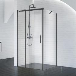 Душевой уголок BelBagno Acqua, 120х90 см, без поддона, прямоугольный, угловой, стекло прозрачное, (без сифона) без крыши, раздвижной, стеклянный, алюминиевый профиль (черный)