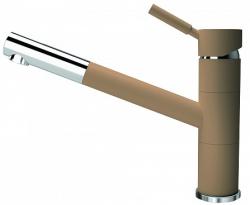 Смеситель для кухни/мойки Flortek Фита FK, однорычажный, керамический картридж, с поворотным изливом, низкий, длина излива 231 мм, латунь, цвет капучино