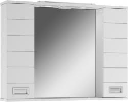 Зеркальный шкаф Домино Cube 90, 904х149х688 мм, с LED/ЛЕД-подсветкой, подвесной, цвет белый, зеркало, 2 распашные дверцы, прямоугольный