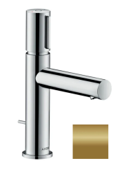 Смеситель для раковины/умывальника Axor Uno Select 110, однорычажный, фиксированный излив, длина излива 12,3 см, керамический, латунь, цвет полированная бронза, со сливным гарнитуром