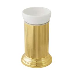 Стакан Migliore Fortuna, с держателем, настольный, латунь/керамика, форма округлая, для зубных щеток в ванную/туалет/душевую кабину, цвет золото/белый