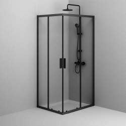 Душевое ограждение Am.Pm Gem S 90x120 см без поддона, универсальное, прозрачное закаленное стекло 5 мм, профиль алюминий, цвет черный матовый, с раздвижной дверью, прямоугольная