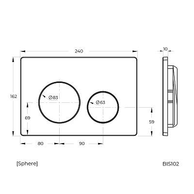 Кнопка смыва Knotlor Sphere, цвет матовый белый, размер 240 х 162 х 10 мм, клавиша управления для сливного бачка, инсталляции, два режима слива, механическая, панель
