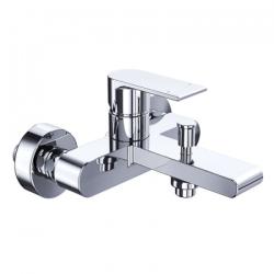 Смеситель для ванны/душа Azario DELANO однорычажный, керамический картридж, настенный, излив короткий, неповоротный, длина излива 204 мм, латунь, цвет хром