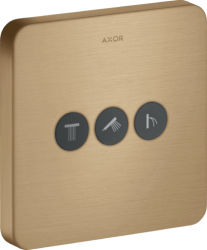 Вентиль Axor ShowerSelect softsquare запорный/переключающий, для 3 потребителей, скрытого монтажа, настенный, 17х17 см, квадратный, латунь, цвет: шлифованная бронза, встраеваемый/встроенный, для ванны/душа