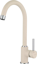 Смеситель для кухни/мойки GranFest, однорычажный, керамический картридж, высокий, с поворотным изливом, длина 180 мм, латунь, цвет белый