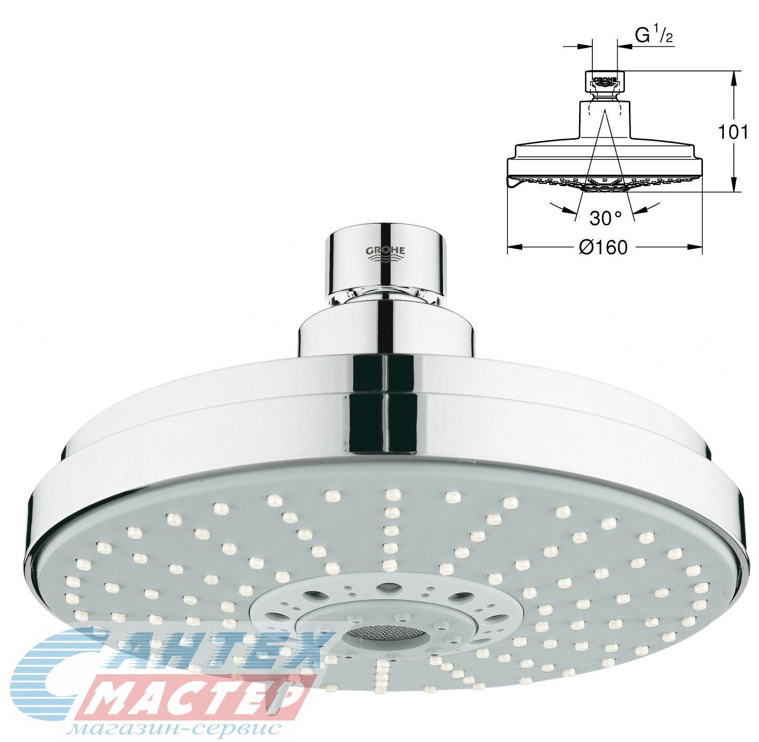 Верхний душ Grohe Rainshower Cosmopolitan 160 мм 4 вида струи 27134000