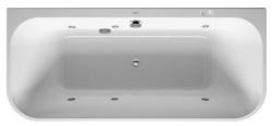 Ванна Duravit Happy D.2 Plus 180х80 см гидромассажная, пристенная, акриловая, цвет: белый/графит матовый, с ножками/сливом-переливом/фронтальной панелью, прямоугольная, с системой гидромассажа  Jet-System, с двумя наклонами для спины